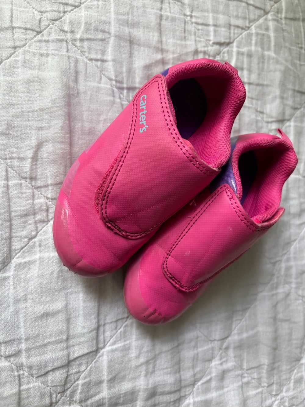 Carter's Pink Cleats size 9 toddler with Velcro!